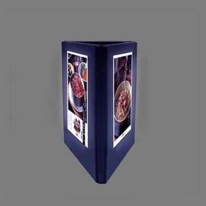 ขาตั้งโต๊ะแบบหมุนได้พร้อมไฟ LED 3 ด้าน ทำจากหนังเทียมสีกรมท่า สำหรับเมนูร้านอาหาร บาร์ และไนต์คลับ - Product Image 4