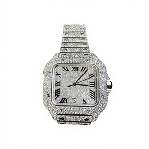 Montres de luxe personnalisées en acier inoxydable avec cadran en verre et diamants Moissanite VVS pour hommes et femmes - Product Image 1