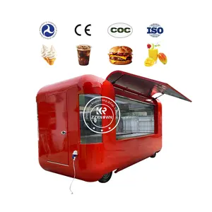 2024 Multifuncional Snack Cart Grill Mobile Food Truck Movable Fast Food Trucks Trail, fritadeira de gás + chapa para Snack Food Mac