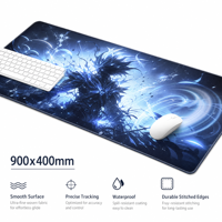 Tapis de souris XXL personnalisé en caoutchouc, motif dessin animé anime abstrait, tapis de bureau gaming avec bords cousus, imperméable pour ordinateur