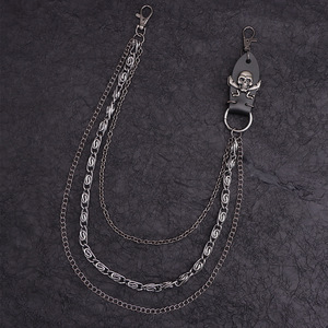 โซ่คาดเอวสไตล์ดาร์กพังก์ สีเงินทิเบต หลายชั้น แบบหนา พร้อมป้ายหนังรูปหัวกะโหลก สำหรับใส่กับกางเกง ใช้ได้ทุกวัน เหมาะสำหรับทั้งชายและหญิง - Product Image 2