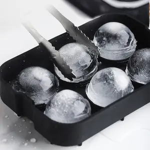 Wholesale Custom Logo DIY Large 3D Round Whiskey Crystal Clear Silicone Ice Ball Tray Molds With Lid