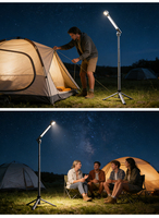 Lampe de travail LED télescopique en aluminium, lampe de camping avec support extensible, tige extensible pour la chasse, le camping, la randonnée, la réparation