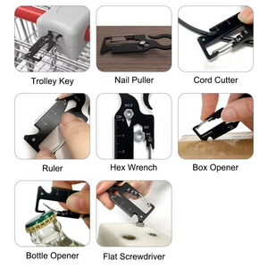 Cadeaux miniatures à offrir, porte-clés multifonction 10 en 1, outil en métal, cadeau d'affaires, chariot de courses, porte-clés personnalisé avec logo - Product Image 4