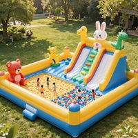 Château gonflable commercial en PVC de 0,55 mm, conforme aux normes de sécurité, structure de saut robuste, piscine à balles