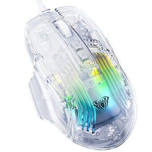 AULA S80 คริสตัลเมาส์สำหรับเล่นเกมแบบมีสายการเขียนโปรแกรมมาโครไฟ RGB โปร่งใส 7 ปุ่มเซ็นเซอร์ PAW3950 อินเทอร์เฟซ USB - Product Image 1