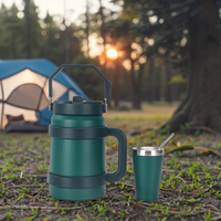 Juego de 2 piezas de Yerba Mate aislado de acero inoxidable de 50Oz y 5oz, juego de jarra de botella de agua al vacío grande con pajita de mango para viajes de Camping