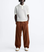 Polo en maille texturée à manches courtes pour homme, avec logo personnalisé, en coton ajouré d'été, bordures côtelées contrastées