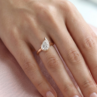 Bague pour femme RINNTIN LBR14 en or massif 18 carats avec diamant de laboratoire taille marquise et pierres multiples incrustées, bijoux fins
