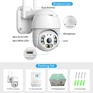 3MP PTZ camera an ninh ngoài trời, Wifi Camera, tự động theo dõi & ánh sáng báo động đèn pha & màu sắc tầm nhìn ban đêm - Product Image 6