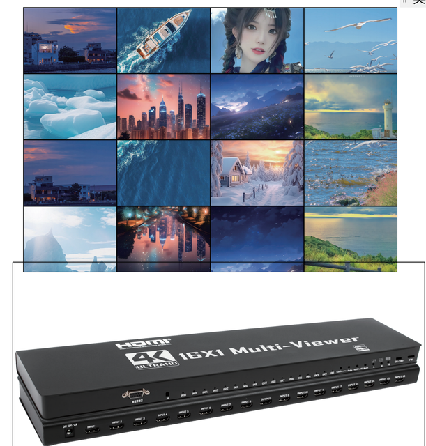 4K for 1.4 Seamless Switcher 16x1 Multiviewer Real Time 16 Input 1 Output HDCP 1.4 Remote RS232 Video Splitter Converter