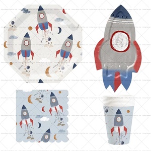 Damai Kids Birthday Party Tableware Set Paper <b>Plates</b> Cups Napkins <b>Disposable</b> Eco-friendly Astronaut Theme - Product Image 3