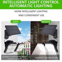 Lampes solaires de sécurité à détecteur de mouvement LED IP65 étanches à 3 têtes, éclairage mural rotatif pour jardin