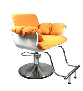 梦幻沙龙橙色和白色沙龙设备塑料框架沙龙家具厚垫造型椅子发廊