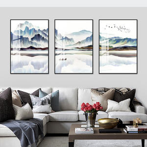Paysage moderne Salon <span class=keywords><strong>Peinture</strong></span> décorative Canapé Fond Tenture murale <span class=keywords><strong>Triptyque</strong></span> Art mural moderne - Product Image 3