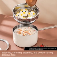 FTS pot à lait ustensiles de cuisine fabricants de marmites à soupe antiadhésif avec couvercle double couche s.s long manche en acier inoxydable ensemble de casseroles à lait