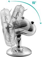 Ventilateur de table oscillant électrique rétro de 12 pouces, commande mécanique, finition cuivre chromé, ventilateur de ventilation peu encombrant pour usage hôtelier