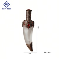Flacon de parfum en verre givré en forme de poignard de 25 ml, compte-gouttes vintage avec incrustation de strass métalliques, flacon rechargeable pour huiles essentielles de voyage