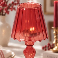 Lampe de table en verre borosilicate rouge torsadé, résistante au vent, en forme de bougeoir pour bougie chauffe-plat, pour décoration de mariage et de table à la maison