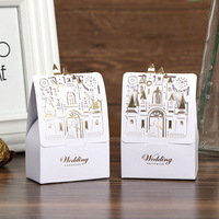 Boîtes cadeaux créatives en carton ivoire recyclable pour mariage, avec poignée en ruban, décoratives, portables, forme personnalisée