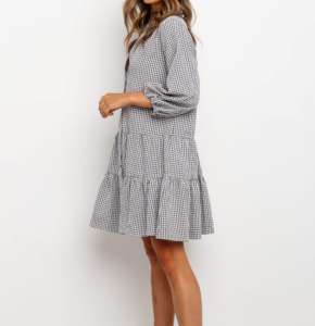 Летнее стильное короткое многослойное платье с V-образным вырезом и рукавами 3/4, с индивидуальным принтом, в стиле бэбидолл - Product Image 2