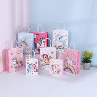Eenhoorn Goodie Candy Treat Papier Geschenk Zakken Met Handvatten Eenhoorn Gunst Tassen Voor Kids Eenhoorn Verjaardagsfeestje