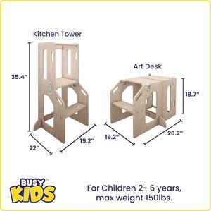 Sgabello da Cucina <span class=keywords><strong>per</strong></span> Bambini 2-in-1 Convertibile in Tavolo e Piattaforma in Legno <span class=keywords><strong>per</strong></span> Disegno e Lavoretti Creativi - Product Image 2