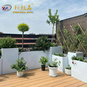 Nuevos Materiales de Construcción de Piedra, Jardinera Cuadrada Blanca, Maceta de Hormigón GRC para Balcón, para Plantar Flores, Vegetales y Árboles, Decoración - Product Image 2