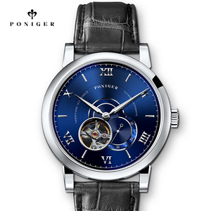 <span class=keywords><strong>Orologio</strong></span> <span class=keywords><strong>Automatico</strong></span> Meccanico da Uomo Poniger Cassa in Acciaio Inossidabile Quadrante in Cristallo Zaffiro <span class=keywords><strong>Cinturino</strong></span> in <span class=keywords><strong>Pelle</strong></span> Resistente all'Acqua 5BAR 2025 - Product Image 2