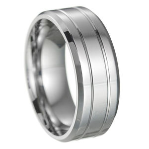 Anello all'ingrosso in titanio con doppio Slot da uomo anello di fidanzamento per coppia con anello di moda per gioielli regalo - Product Image 1