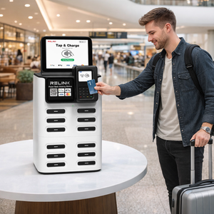 Station de recharge de batteries partagées à 12 emplacements avec paiement par point de vente |   Solution de location intelligente pour les entreprises de recharge de téléphones - Product Image 1
