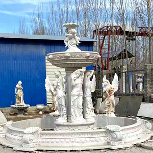 Fontana d'Acqua Esterna in Marmo Bianco Naturale per Decorazione di Ville, Resort, Cortili e Giardini - Product Image 5