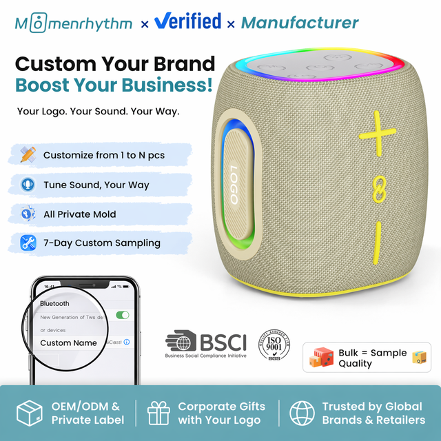 Custom Logo Dropshipping Portable  Speaker TWS Pairing RGB LED Light Super Bass Type C Charging USB TF Outdoor Party