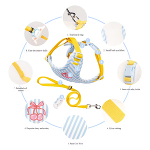 Nouvelle laisse pour chien de style coréen avec blocs de couleur, dotée de sangles respirantes et légères pour la poitrine et le dos, idéale pour les promenades en extérieur. - Product Image 3