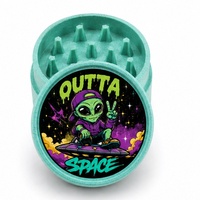 Broyeur à herbes de poche antidérapant en paille de blé noire, 2 pièces, graphique streetwear, écologique et biodégradable