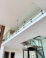 Système de balustrade en verre à double support en acier inoxydable 304, fixation latérale, montage au sol, utilisation extérieure, résistant à l'eau et à la rouille