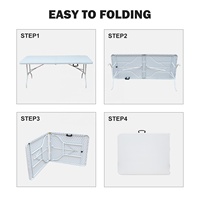Table pliante de 6 pieds, table de pique-nique portable en plastique pour fête, camping, banquet, artisanat, repas et mariage