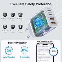 Chargeur USB Type C 55W 4 ports Charge rapide Adaptateur de charge de téléphone pour iPhone Xiaomi Samsung Charge rapide Chargeur mural EU/US