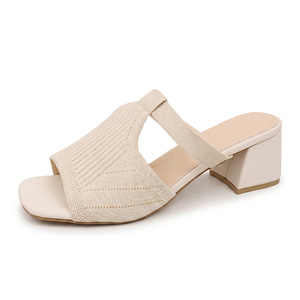Nouvelle Arrivée – Sandales à Talons Hauts Chunky Sexy pour <span class=keywords><strong>Femme</strong></span>, Tissu Uni Tressé, Bout Ouvert, Tête Plate, Mode Voyage, Référence W-XT-12 - Product Image 4