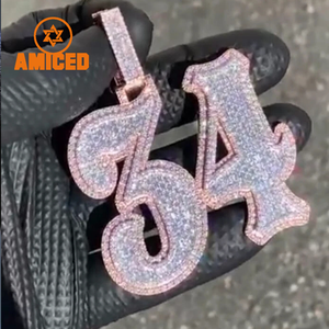 Colgante Hip Hop Personalizado con Incrustaciones de Diamantes, Plata 925, Número Inicial, Logotipo, Moissanita VVS, Colgantes de Diamantes Redondos para Hombre - Product Image 6