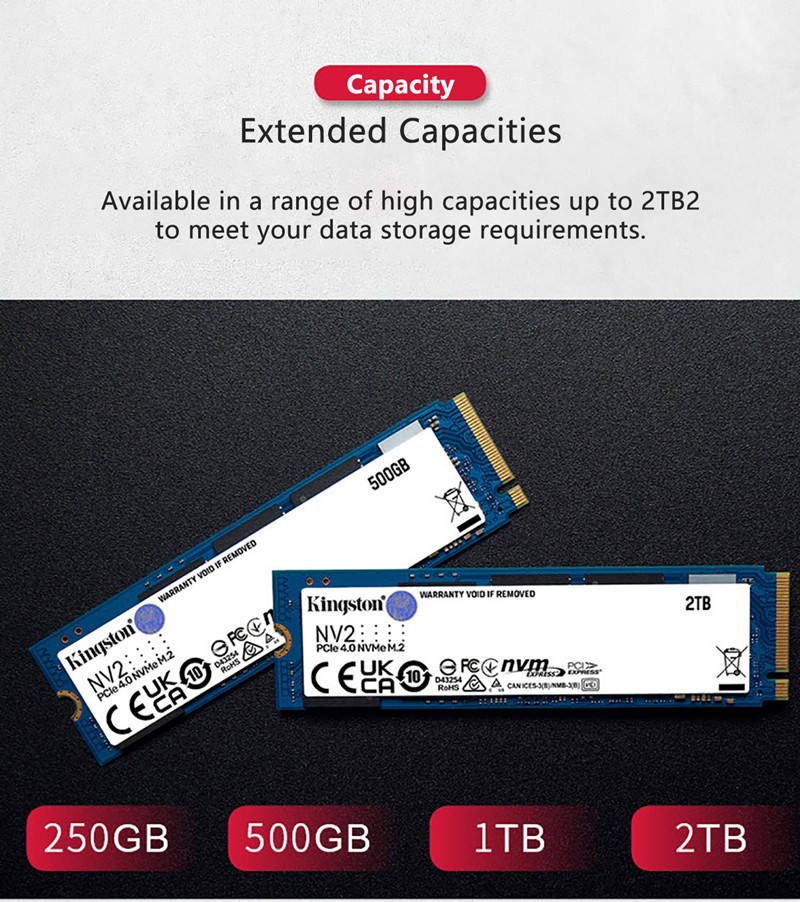Ssd kingston NV2 NVMe PCIe M.2 2280 250G 500G 1TB 2TB 4TB Internal