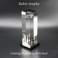 Grand trophée en verre cristal gravé au laser 3D, style presse-papiers tendance, pour cadeaux d'affaires, imprimé UV, emballé dans une boîte cadeau en PU