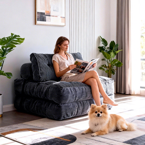 One Seat Folding Bed Convertible Sleeper Chair With Pillow Foldable <b>Mattress</b> Back <b>Support</b> Comfortable Recliner Lazy Single Seat - Product Image 6