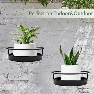 Lot de 2 supports muraux flottants en métal pour plantes d'intérieur, étagère pour plantes sur le <span class=keywords><strong>rebord</strong></span> de la <span class=keywords><strong>fenêtre</strong></span>, pour chambre à coucher, salle de bain, salon, pot de fleurs, support pour plantes - Product Image 6