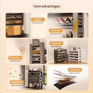 Étagère à chaussures moderne en acier <span class=keywords><strong>convertible</strong></span>, étagère en métal réglable pour le salon, la salle à manger, l'entrée, rangement - Product Image 6