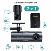 Adaptateur sans fil Ottocast 2 en 1 CarPlay Android Auto, caméra embarquée double objectif 2K QHD, capteur G, grand angle 130 degrés, pour véhicule
