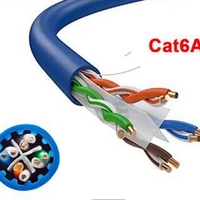 Cable de Red UTP para Interiores, Sin Blindaje, Cat6A, 4 Pares, 24 AWG, 250-350 MHz, Cubierta de PVC PE LSZH, 8 Conductores, Material 100% Cobre