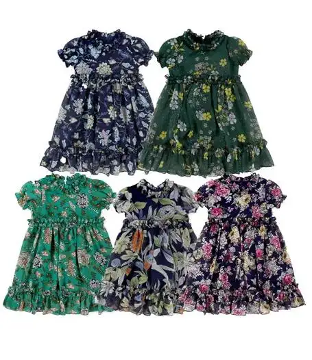 FuYu OEM ODM Großhandel Sommerfest tragen Kleider bequeme Blume Kurzarm Baby Kleid für Kinder Mädchen