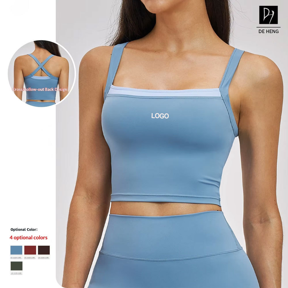 Custom Backless Tight Fit Yoga Tank Top Women Quick Dry Gym Running Fitness Tops Deportivos Workout Sportswear Yoga Vest