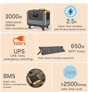 Alimentation portable extérieure 3000W, grande capacité de stockage d'énergie, 220V/110V, station d'alimentation mobile haute puissance - Product Image 3